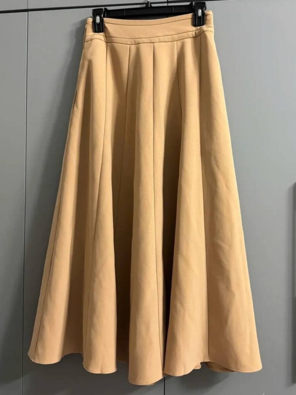 Tan Midi Pleated Skirt